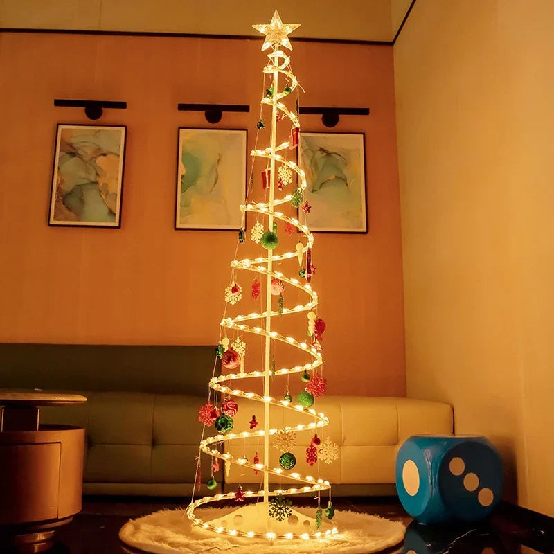 Árvore de Natal Espiral com LED e Decorações