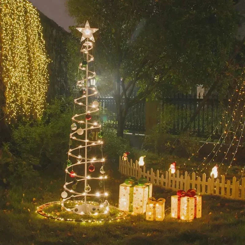 Árvore de Natal Espiral com LED e Decorações