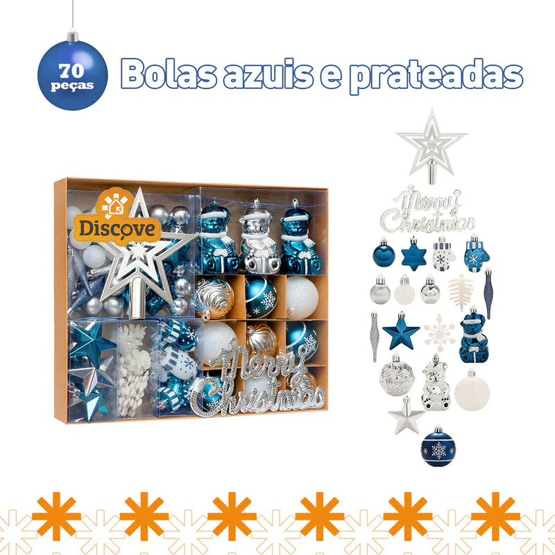 Kit com 70 Enfeites para Árvore de Natal